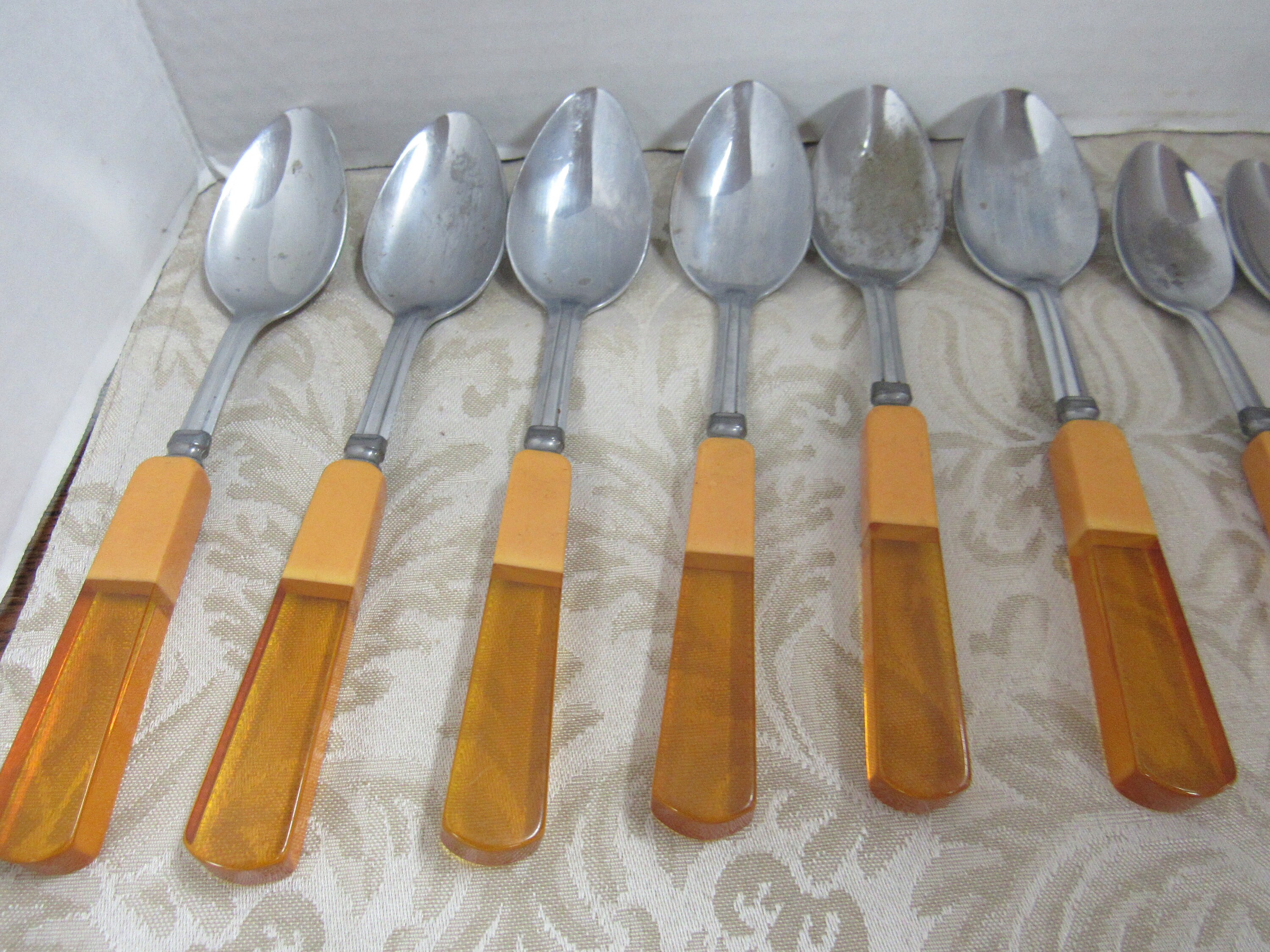 Butterscotch lucite flatware set