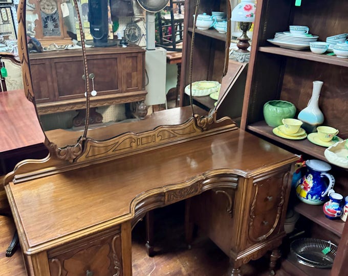 Image showcasing Art Deco Vanity & Mirror - Etsy