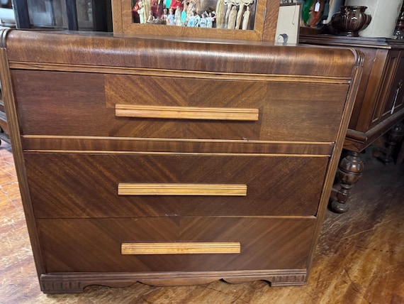 Art Deco Waterfall Lowboy Dresser