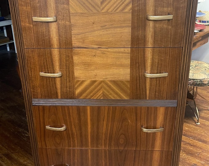 Art Deco Waterfall Highboy Dresser Etsy