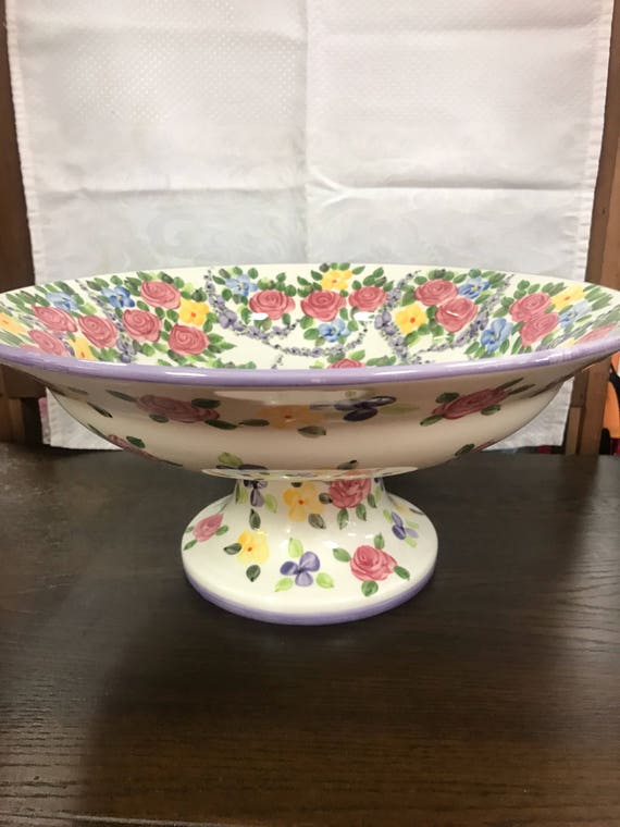 Spring Chintz footed pedestal bowl