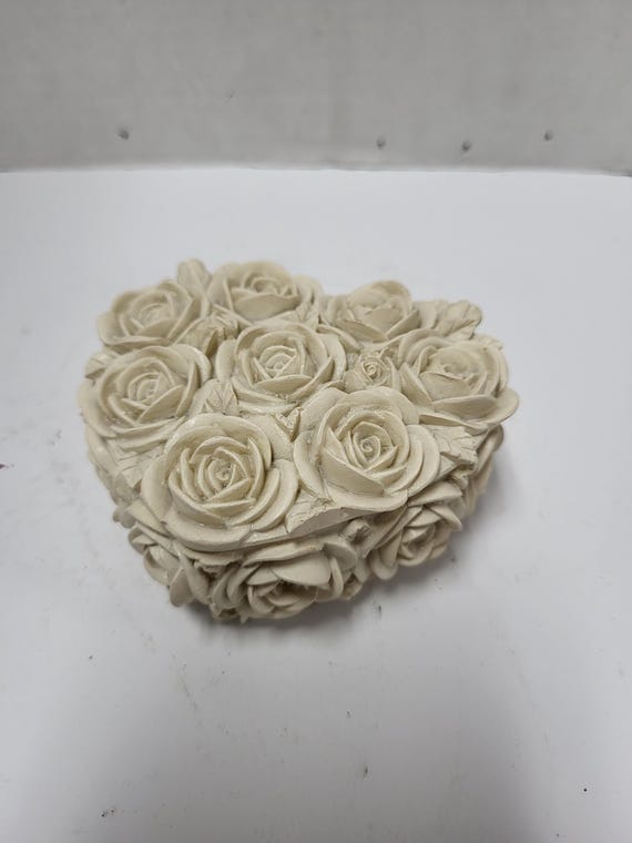 Resin Rose Heart Shaped Box