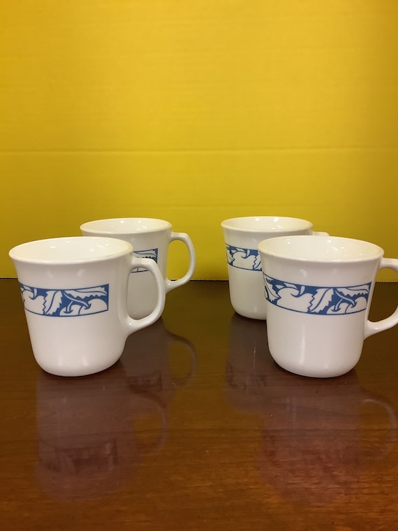 Corning Ware Blue Fruit 4pc Mugs