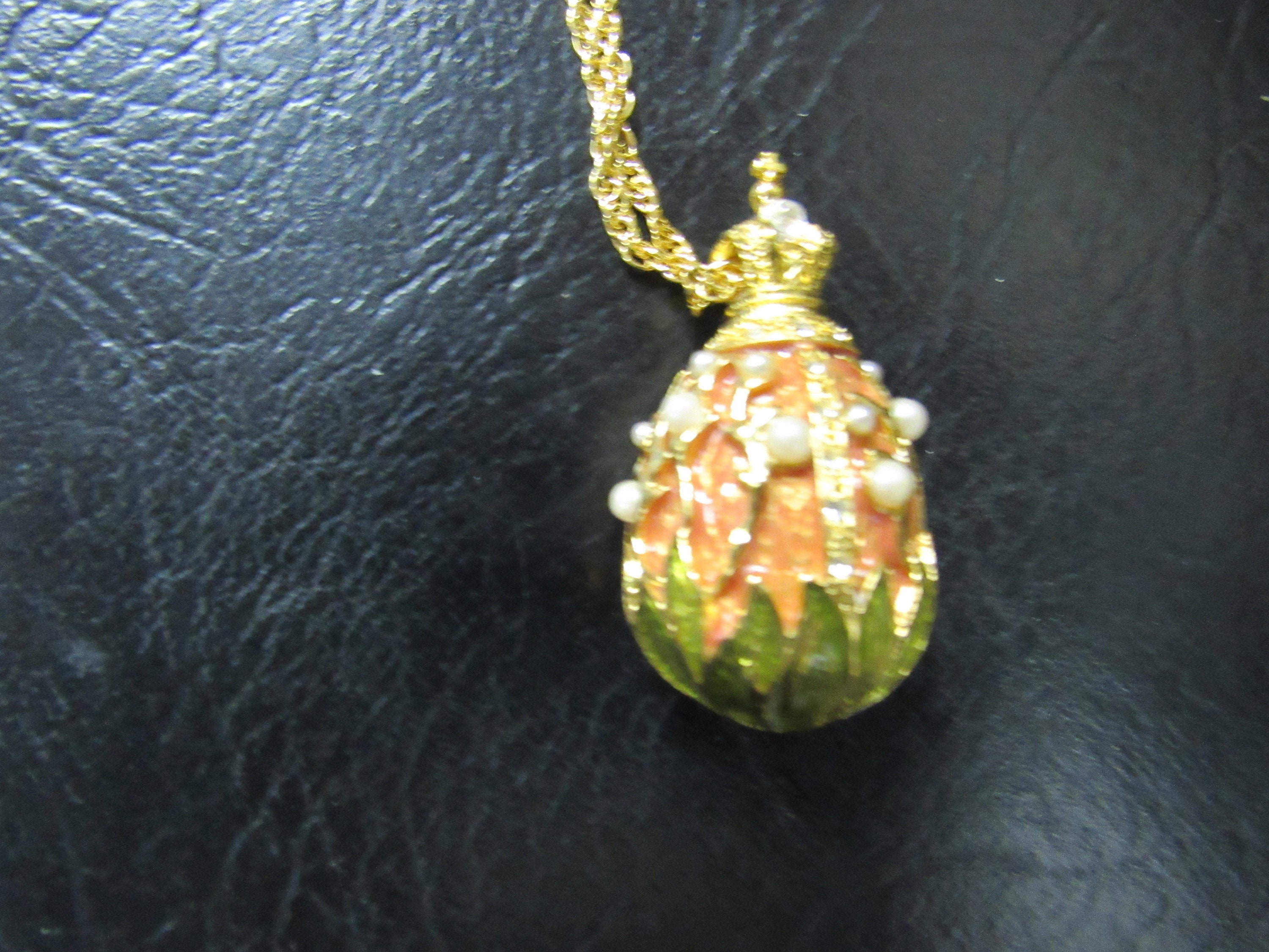 Joan Rivers Russian egg pendant necklace