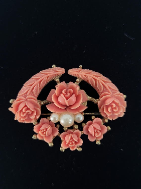 Celluloid Rose Brooch