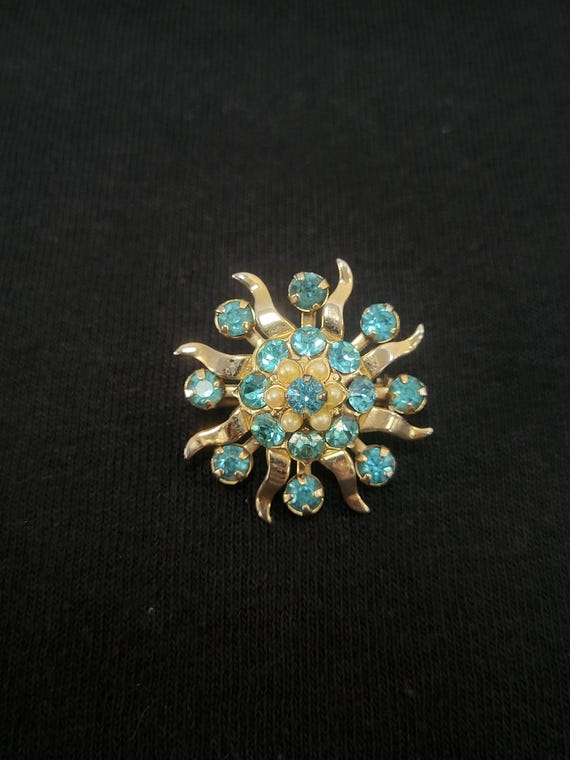 Blue Starburst Brooch