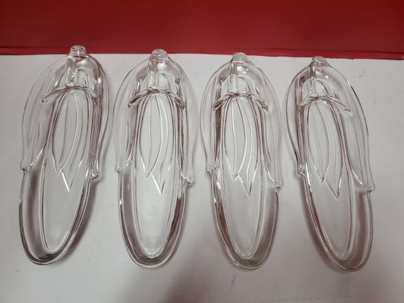 4 Corn Cob Glass Dishes