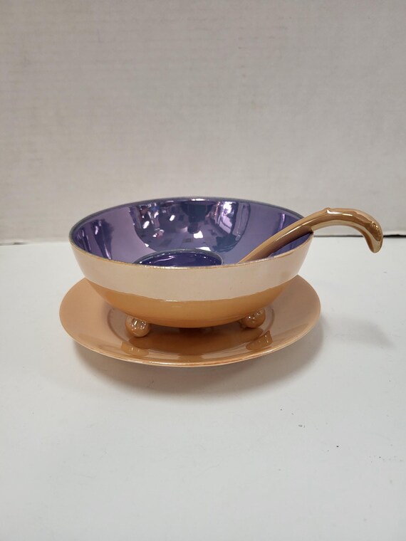 Lusterware Footed Bowl With Ladel