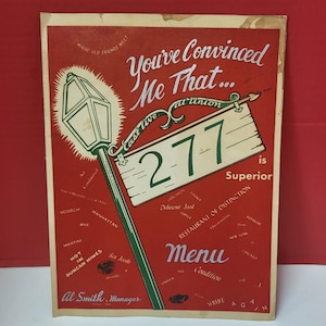 1952 Restaurant Menu