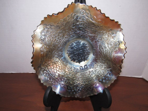 Carnival glass fluted dish