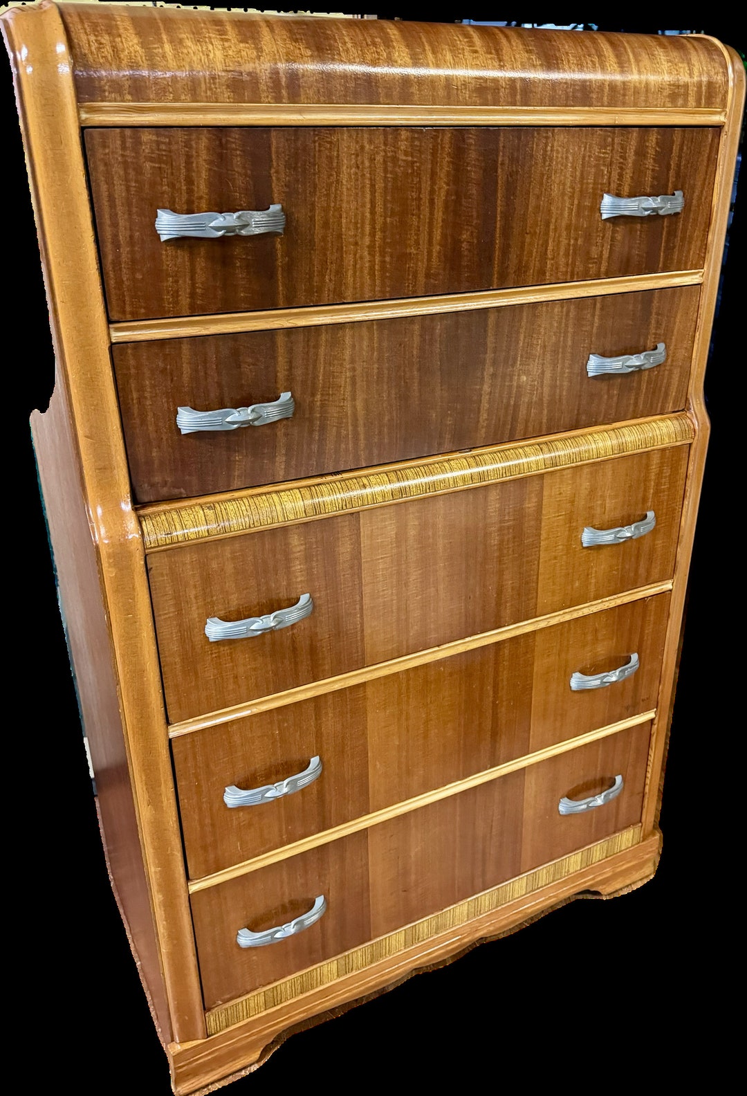 Art Deco Waterfall Highboy Dresser - Etsy Art Deco Waterfall Highboy Dresser - Etsy