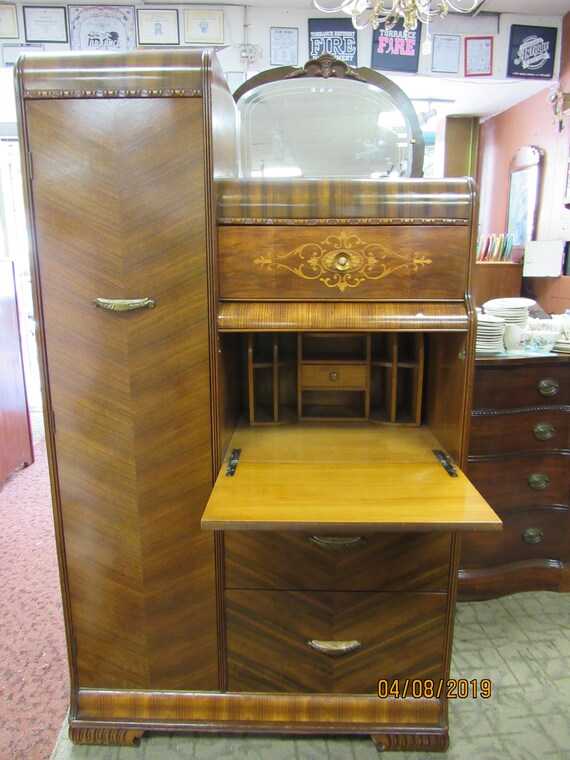 Art Deco Waterfall Chiffarobe with drop front desk