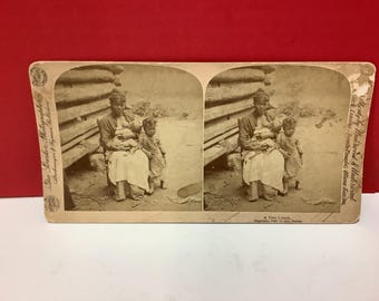 Estereografía vintage de madre e hijos