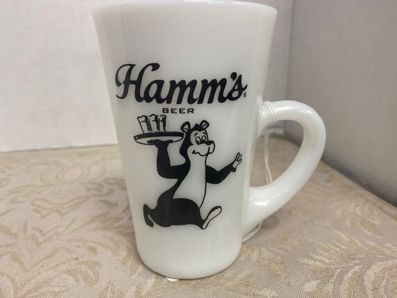 Hamm’s Beer Theodore Bear Tall Fire King Glass Mug