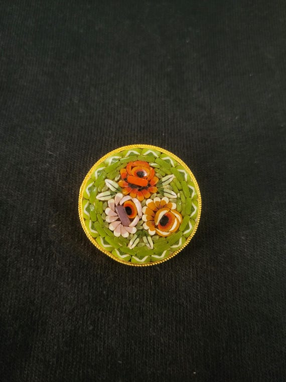 Micro Mosaic Floral Brooch
