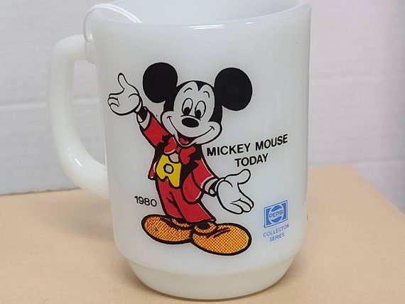 Vintage Anchor Hocking fire king pepsi Mickey Mouse today mug.