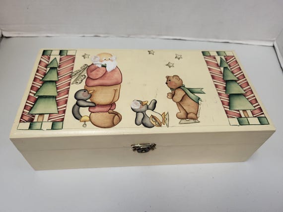 Painted Wood Christmas Box