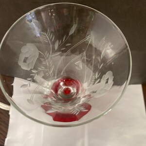 Ruby red base etched stemware image 5