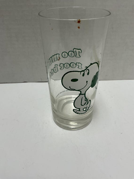 Snoopy Glass "Too Much Root Beer"