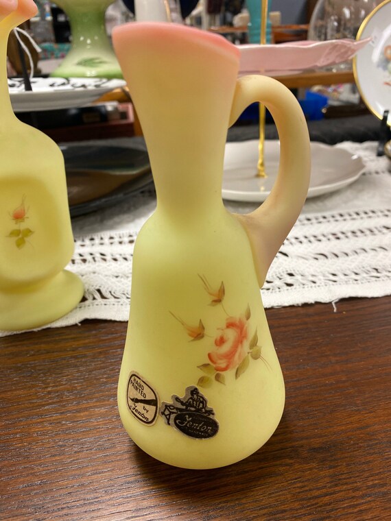 Fenton Burmese glass pitcher vase