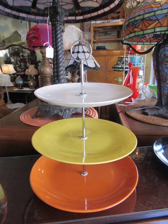 Halloween Three tiered cake server candy corn