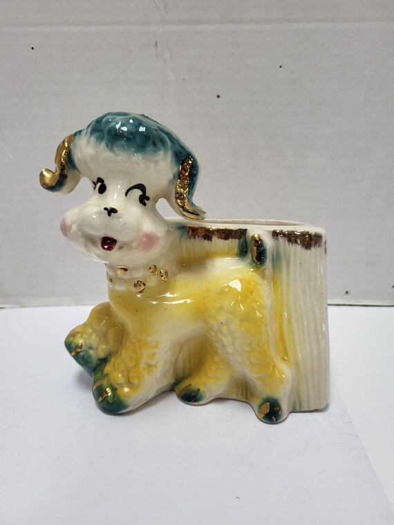 Vintage Ceramic Poodle Plant Pot, 1950s Planter