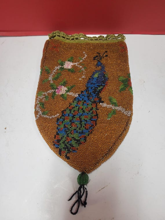Glass Beaded Peacock Purse