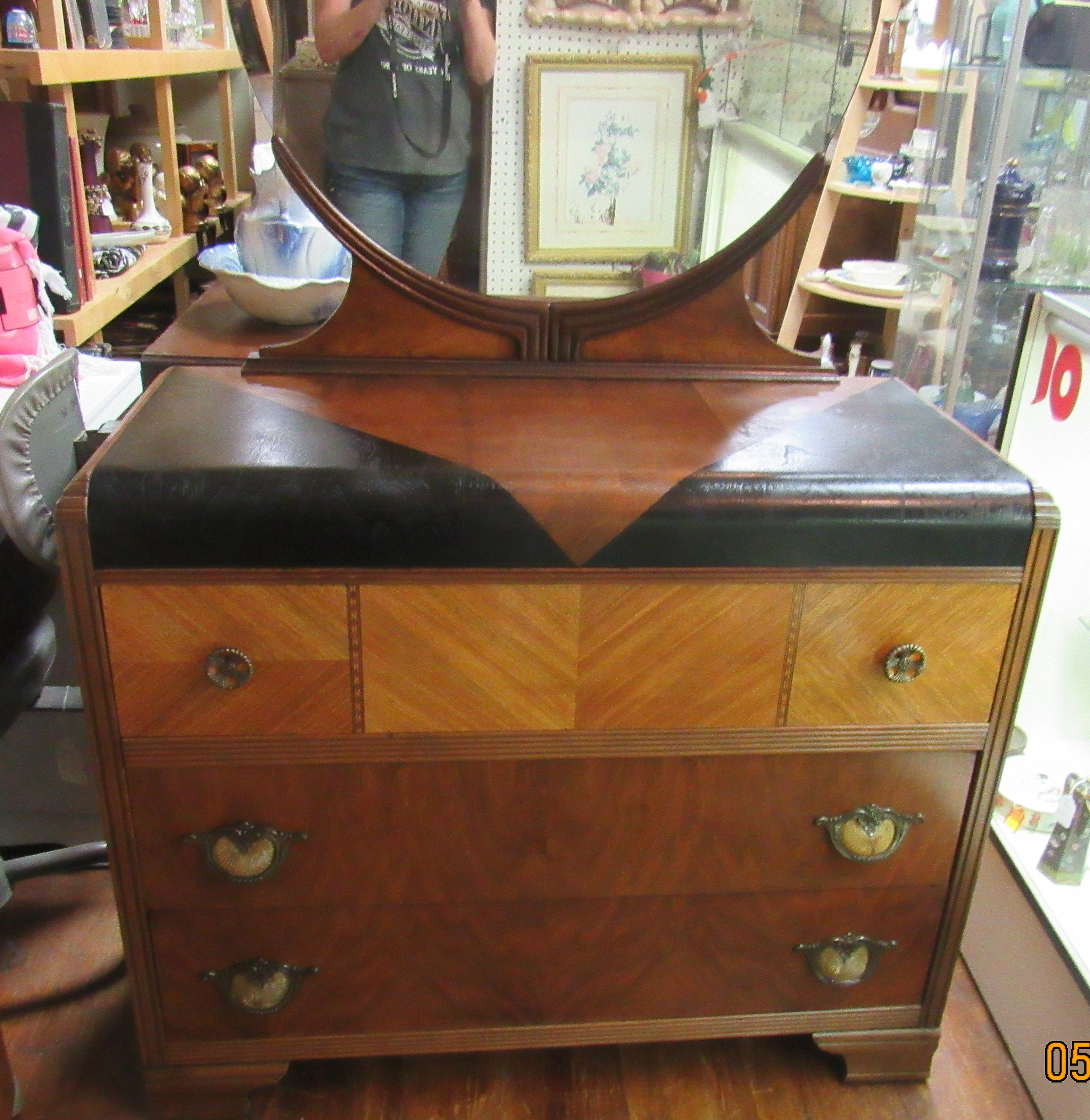 Art Deco Waterfall Dresser with Mirror