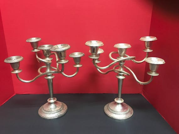 Pair silverplate candleabras