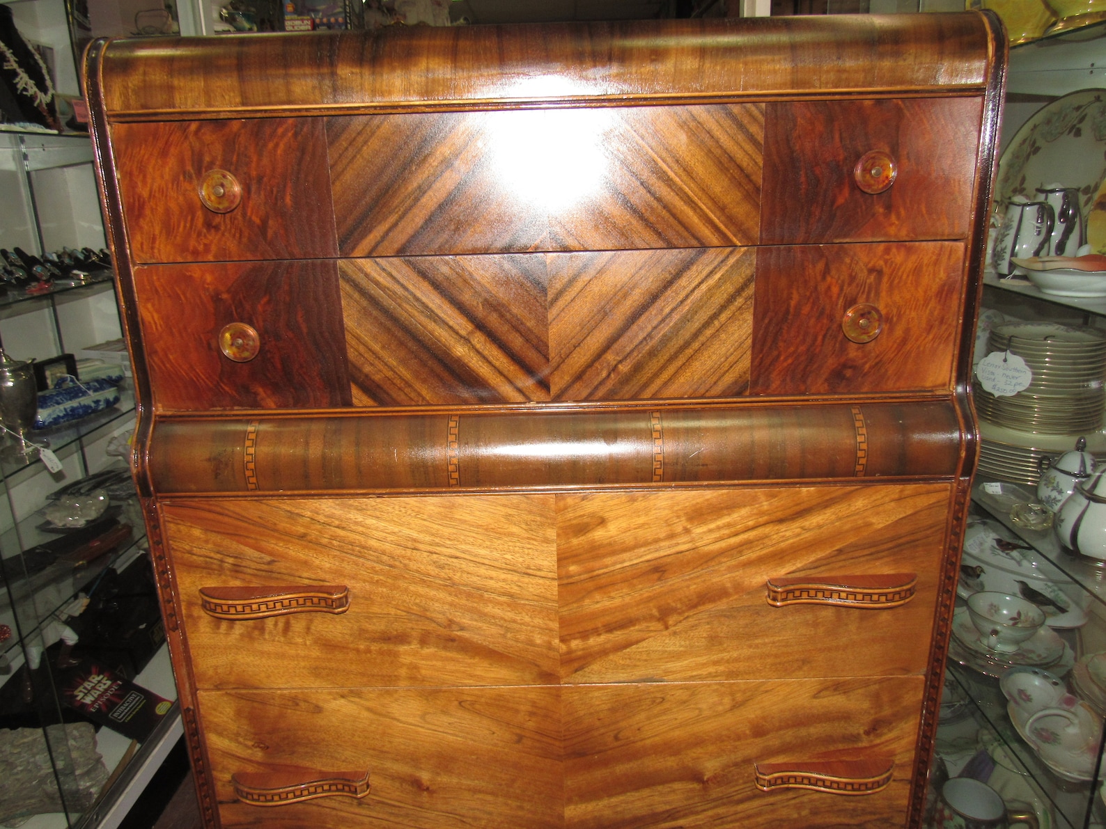 Art Deco Waterfall Highboy Dresser Etsy