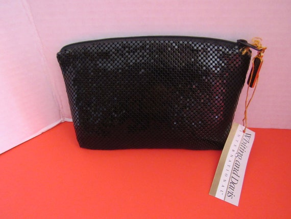 Whiting and Davis black mesh clutch purse with tags