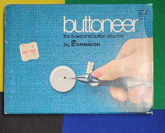 1970s Buttoneer by Dennison 5-second Button Attacher Tool Set Crafts 