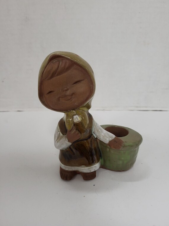 Earthenware Figurine Candlestick Holder