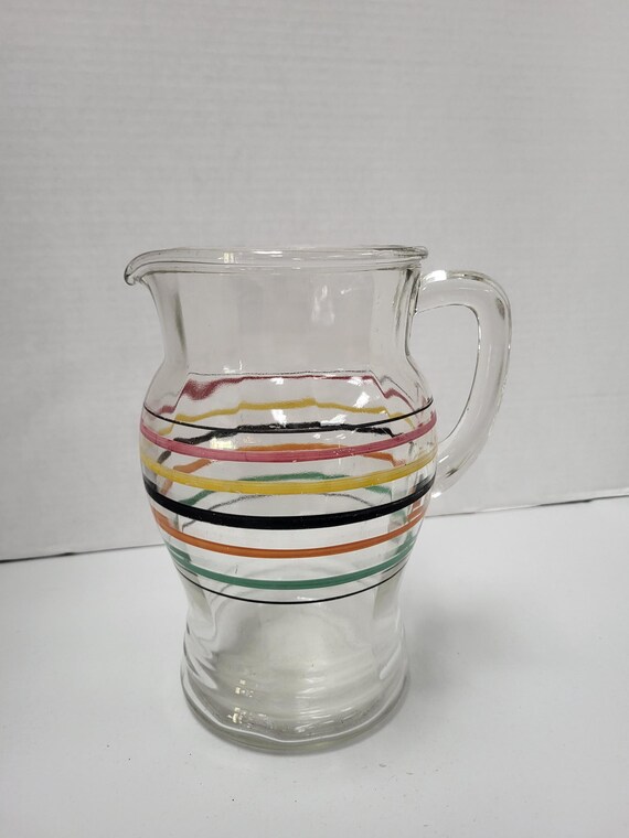 Striped Glass Juice Pitcher
