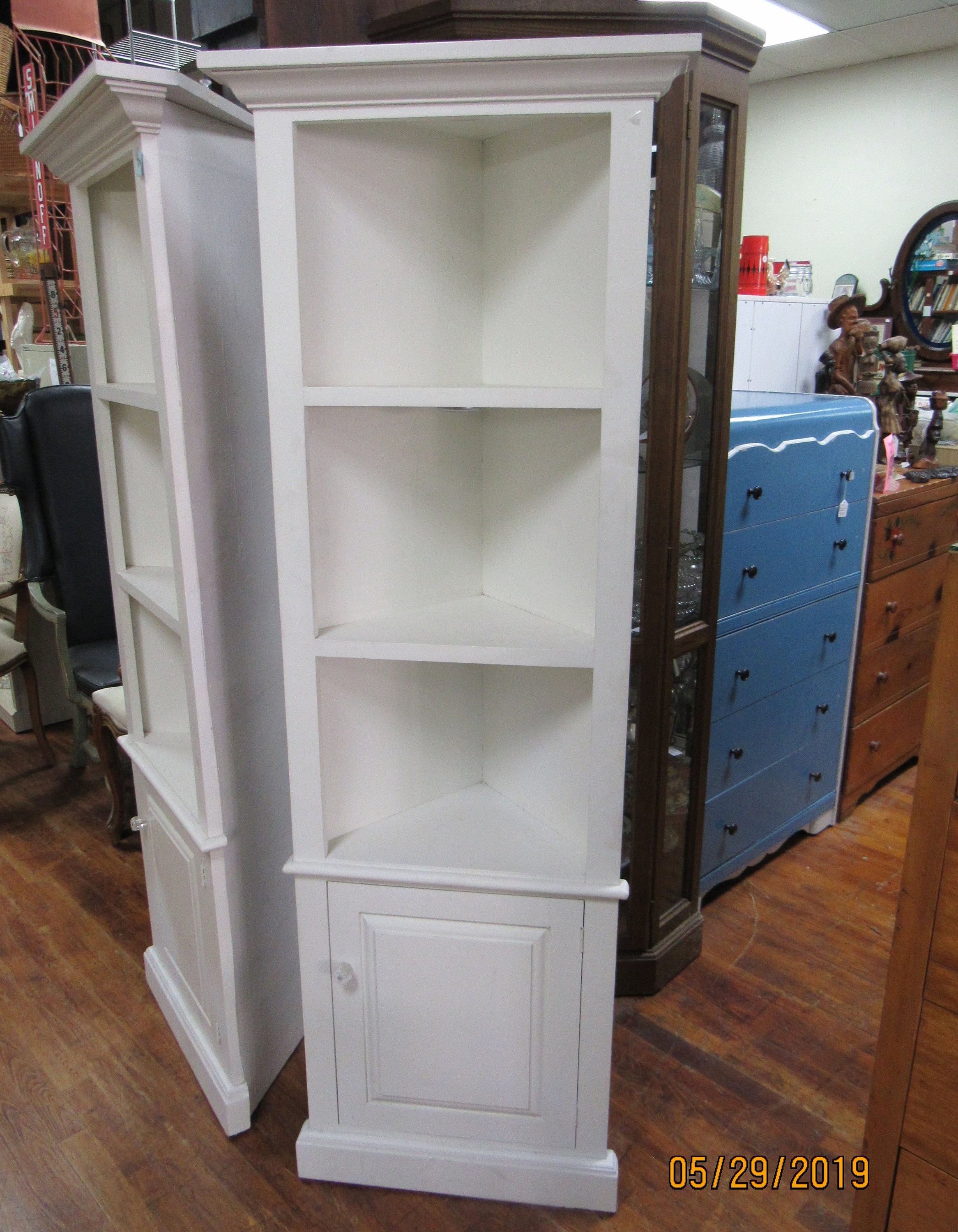 White Corner Curio Cabinet Bookshelf