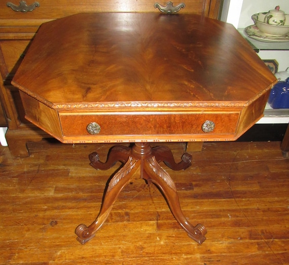 Burl wood drum table