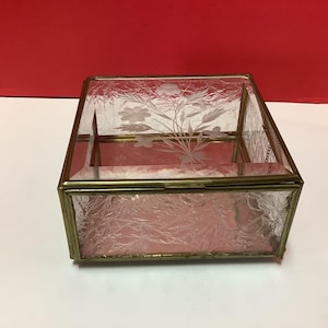 Glass Box with Etched Flowers