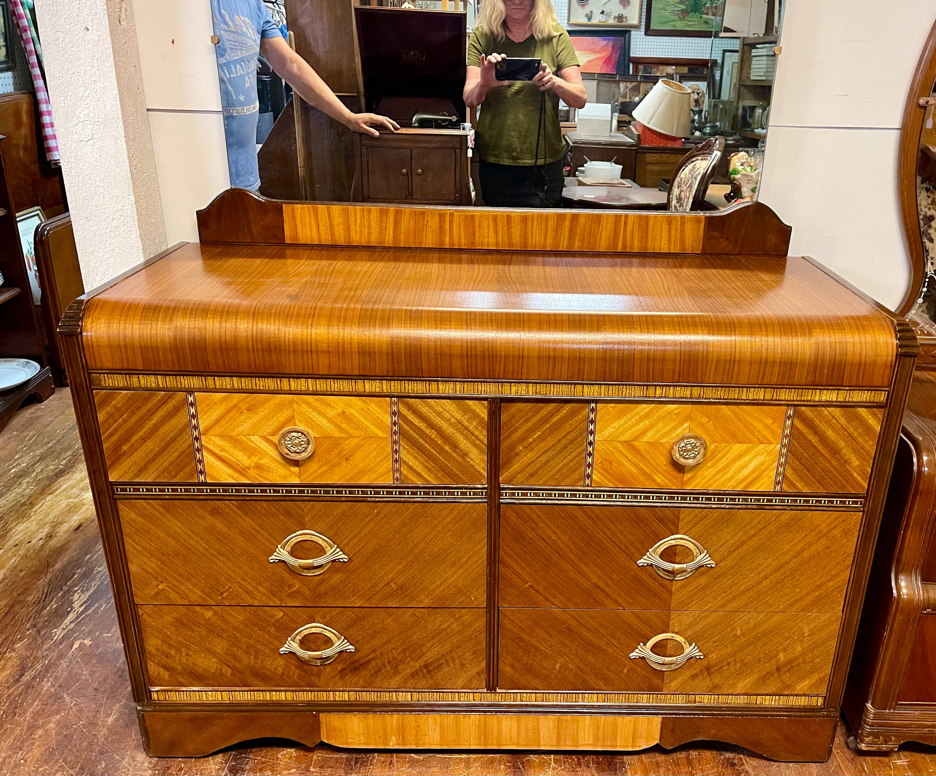 Art Deco Waterfall Dresser with Mirror