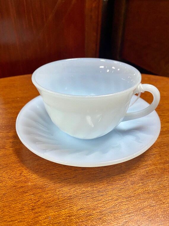 Fire King blue swirl cup and saucer