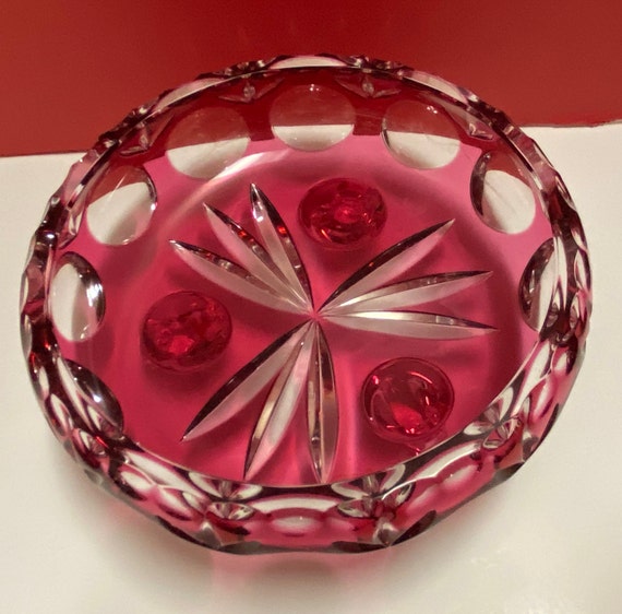 Cranberry Pink Footed Bowl