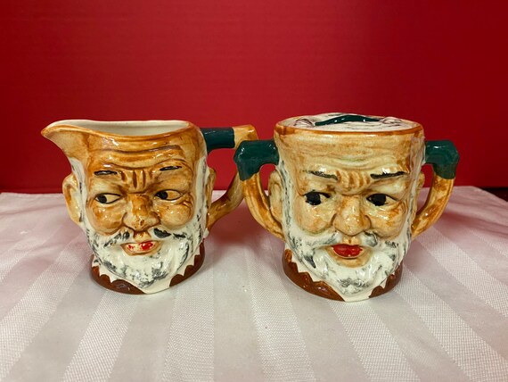 Bearded Man Creamer and Sugar set