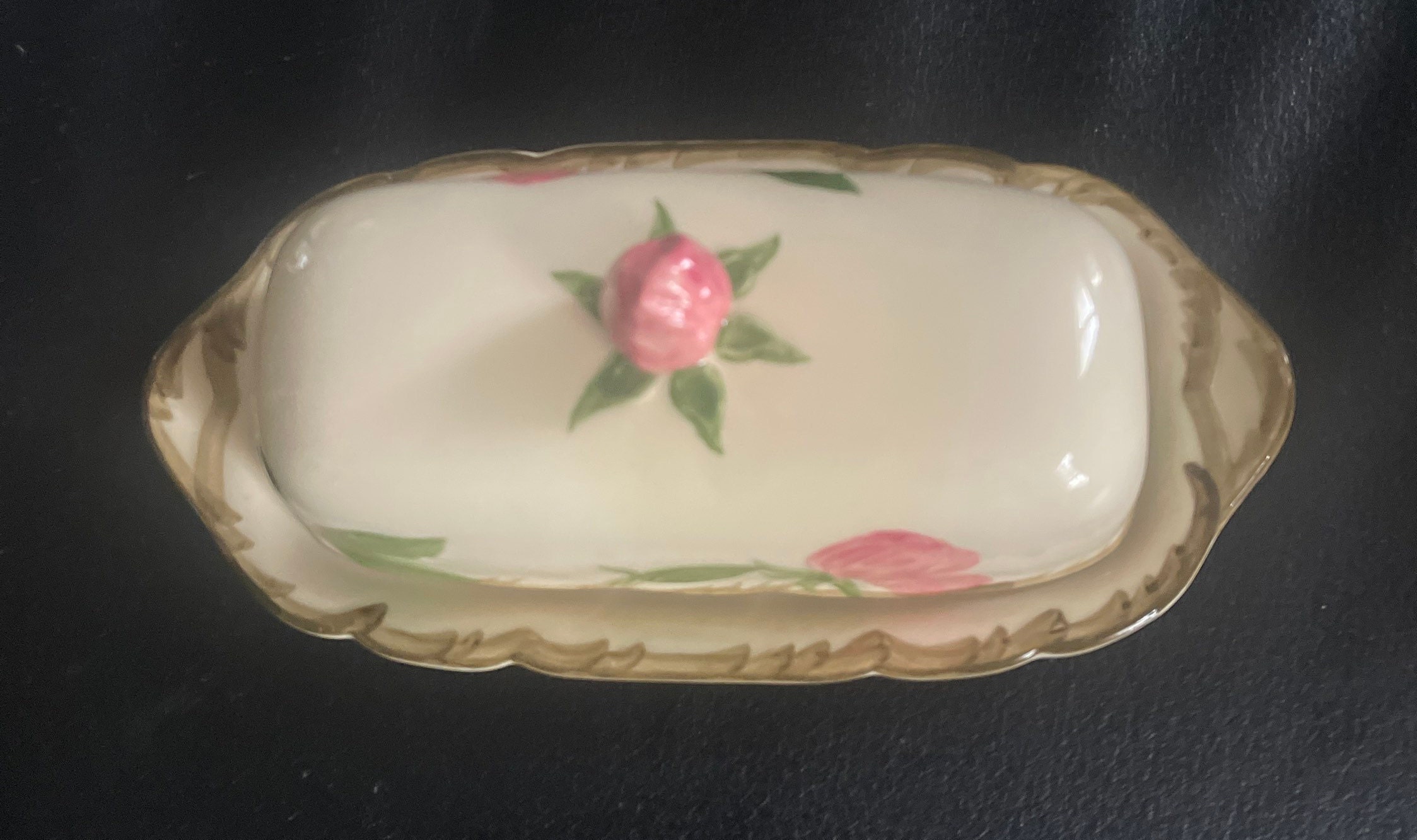 Desert rose top butter dish
