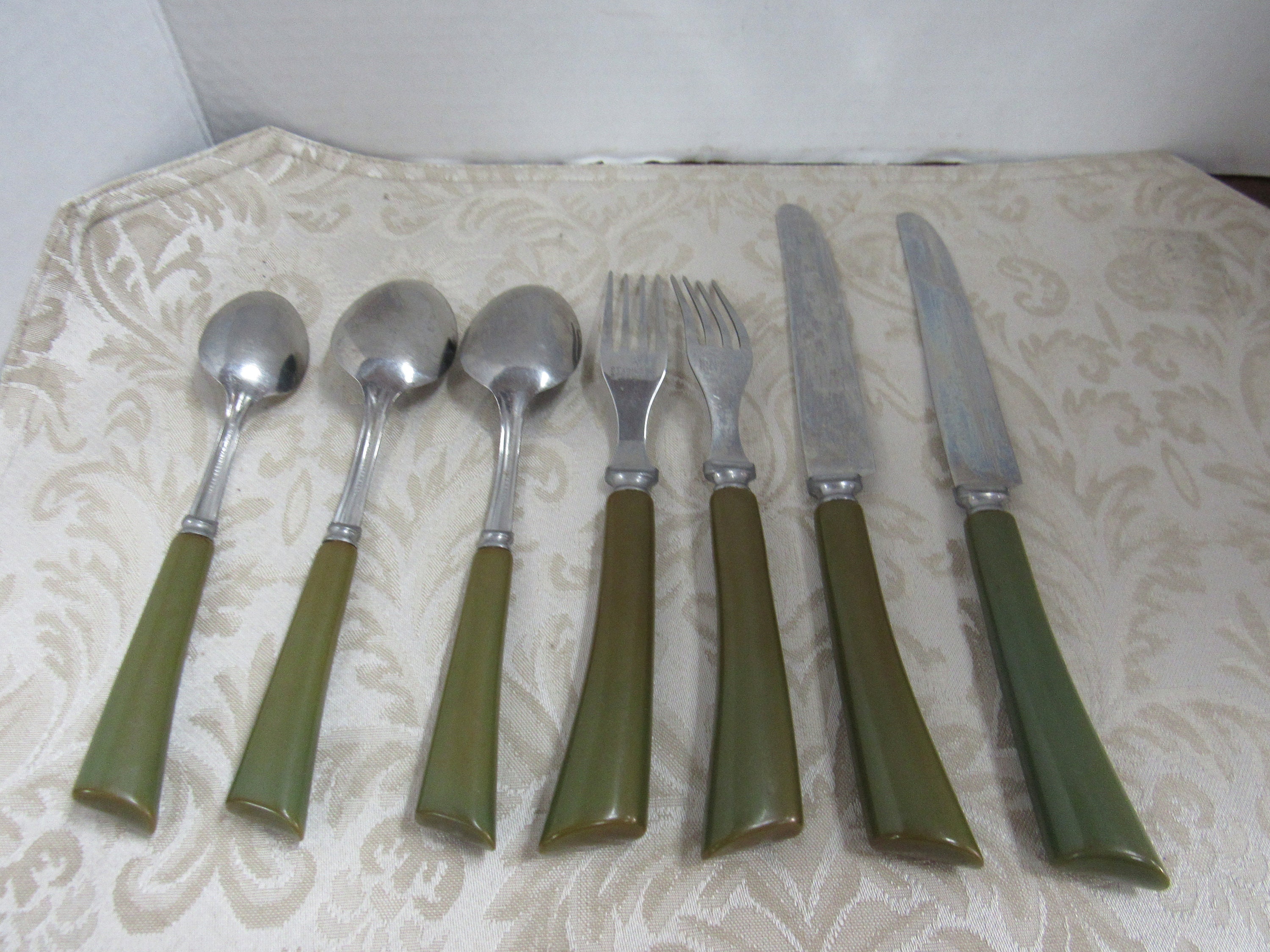 Avocado Green bakelite flatware Robinson Knife Co.