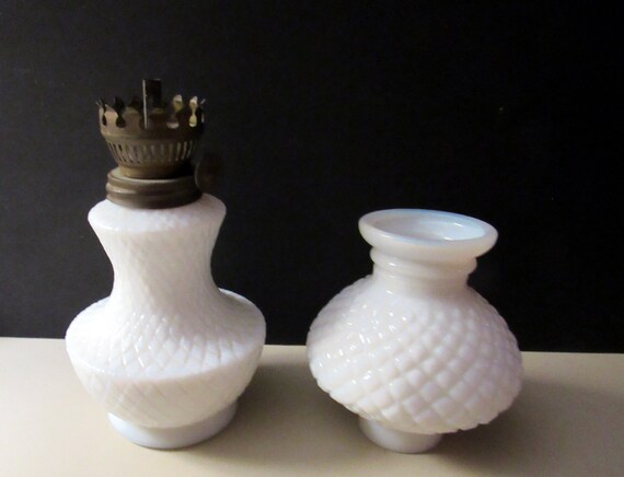 Milk glass oil lamp