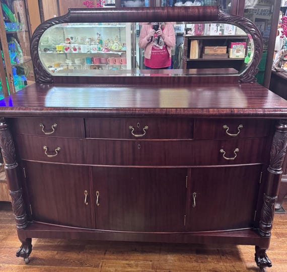 Antique Empire Mahogany sideboard with mirror