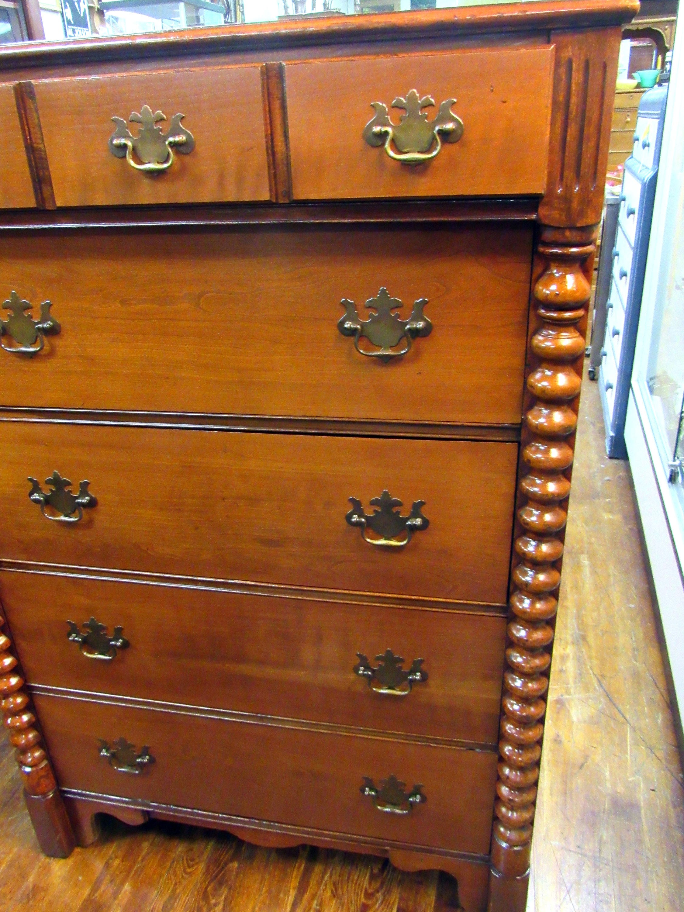 Cherry Wood Highboy Dresser