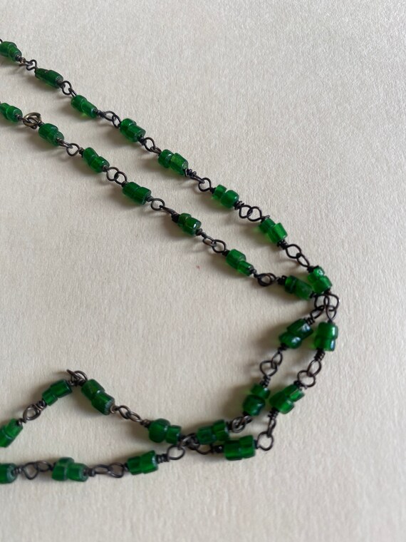 Antique green and brass necklace - image 4