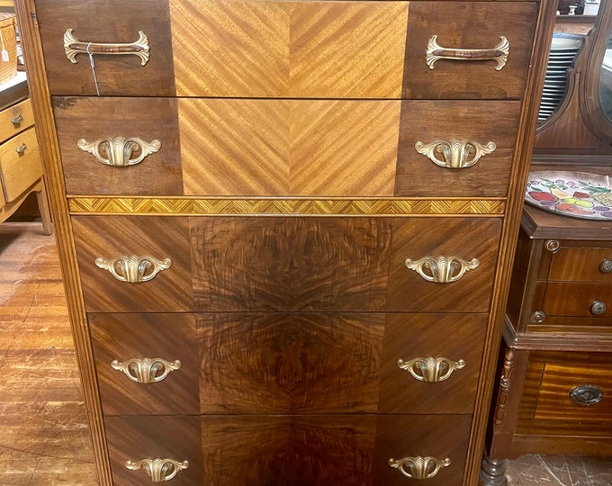 Art Deco Waterfall Highboy Dresser Etsy