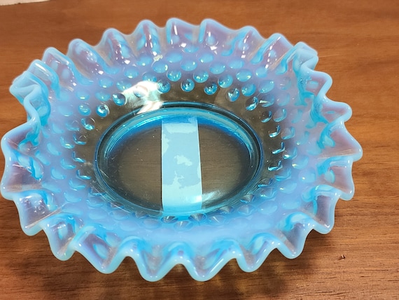 Fenton blue hobnail candy dish