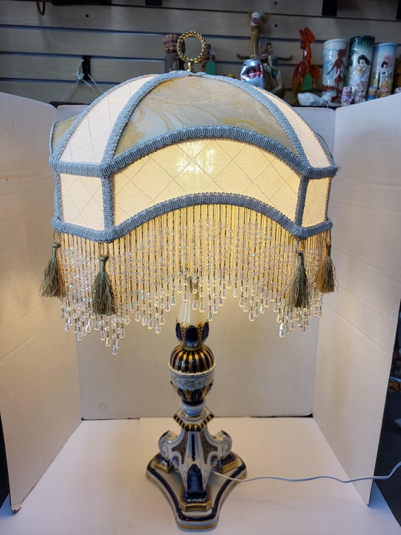 Ceramic Lamp with Beaded Shade